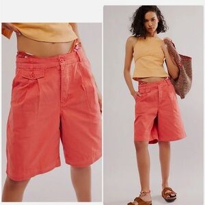 NWOT Free People High Street Cotton Trouser Coral‎ Women's Shorts, size 4